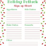 Holiday Potluck Sign Up Sheet