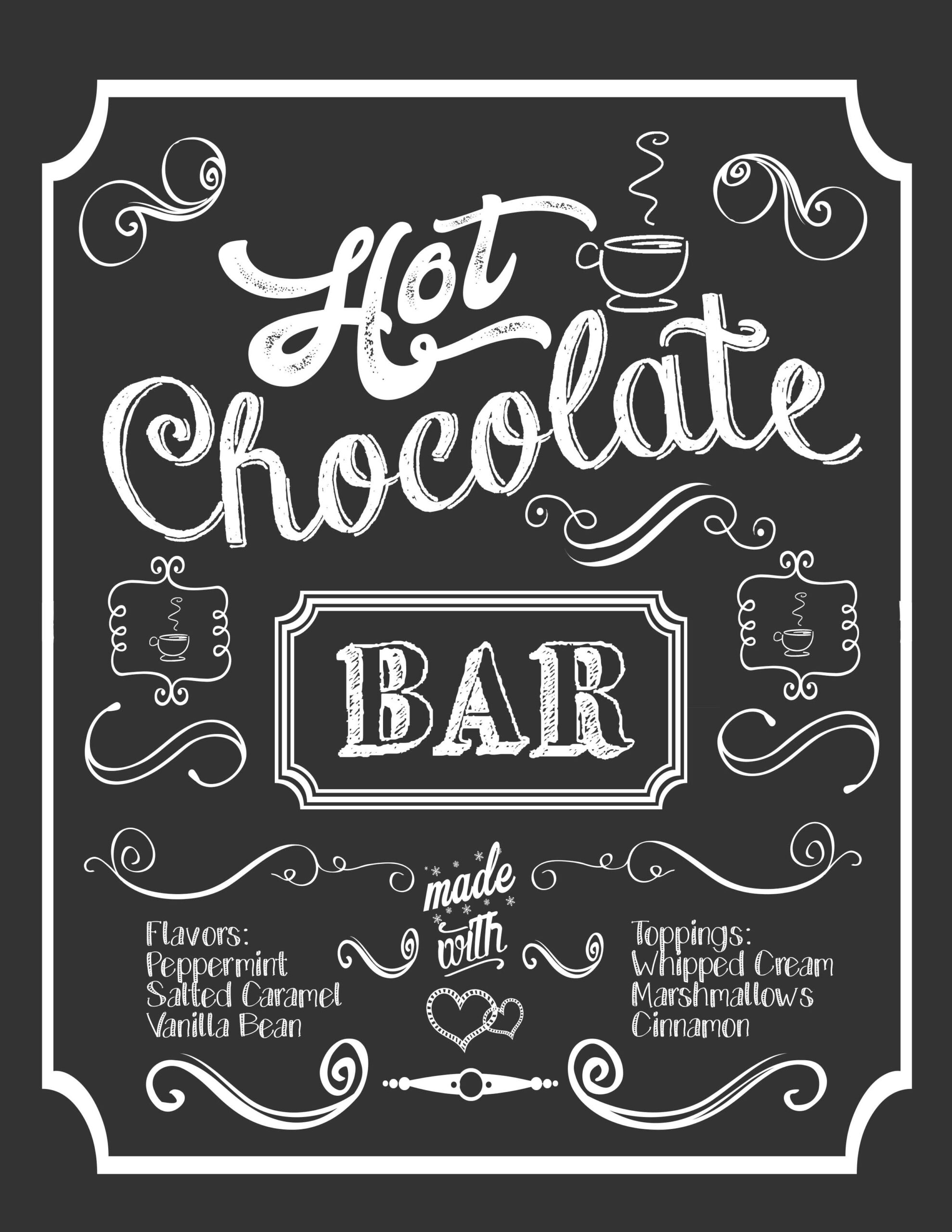 Hot Chocolate Bar Free Chalkboard Printable Sign