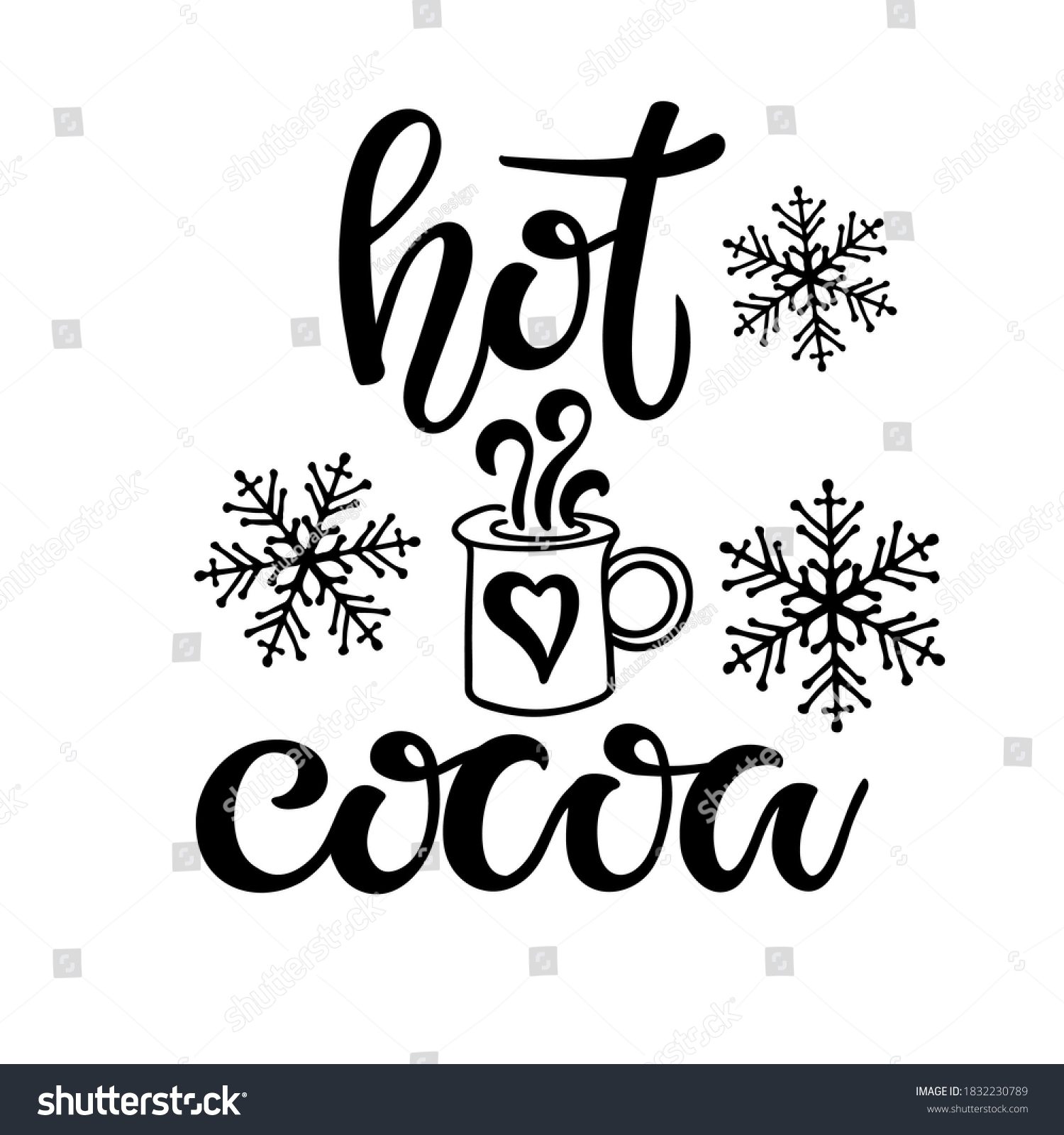 Hot Cocoa Sign Text Cocoa Mug Stock Vector Royalty Free 1832230789 Shutterstock