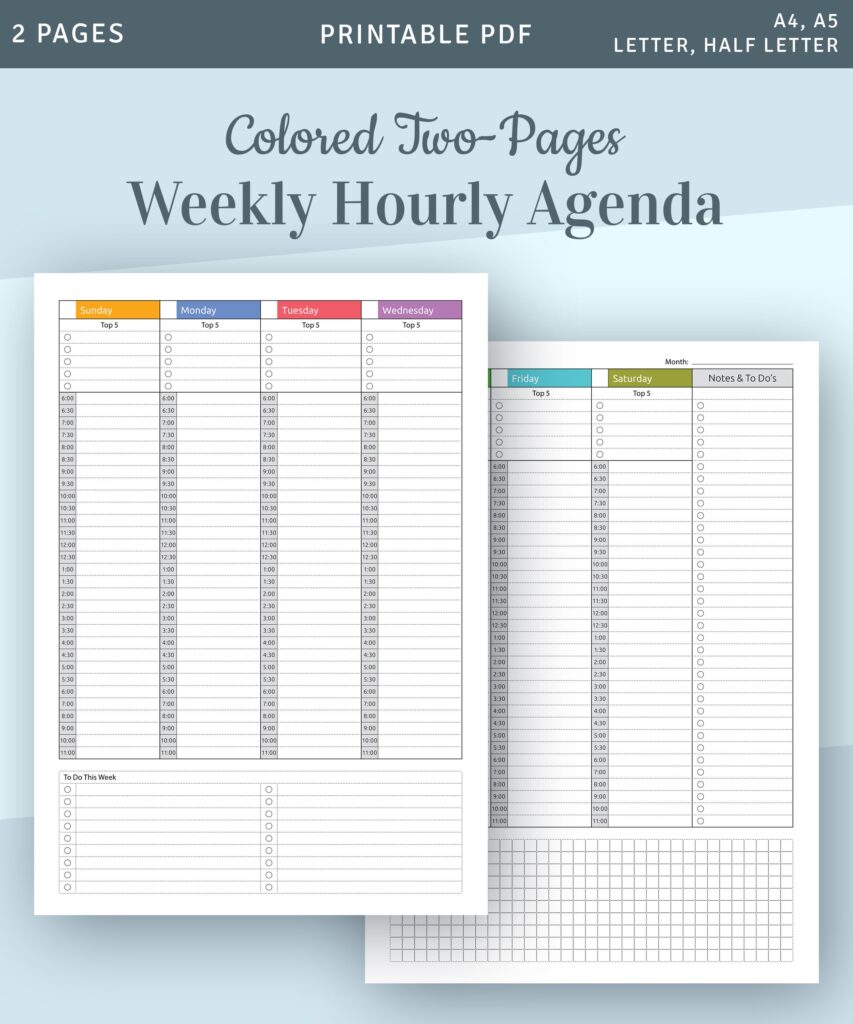 Hourly Planner Printable Weekly Planner Printable Undated Etsy de