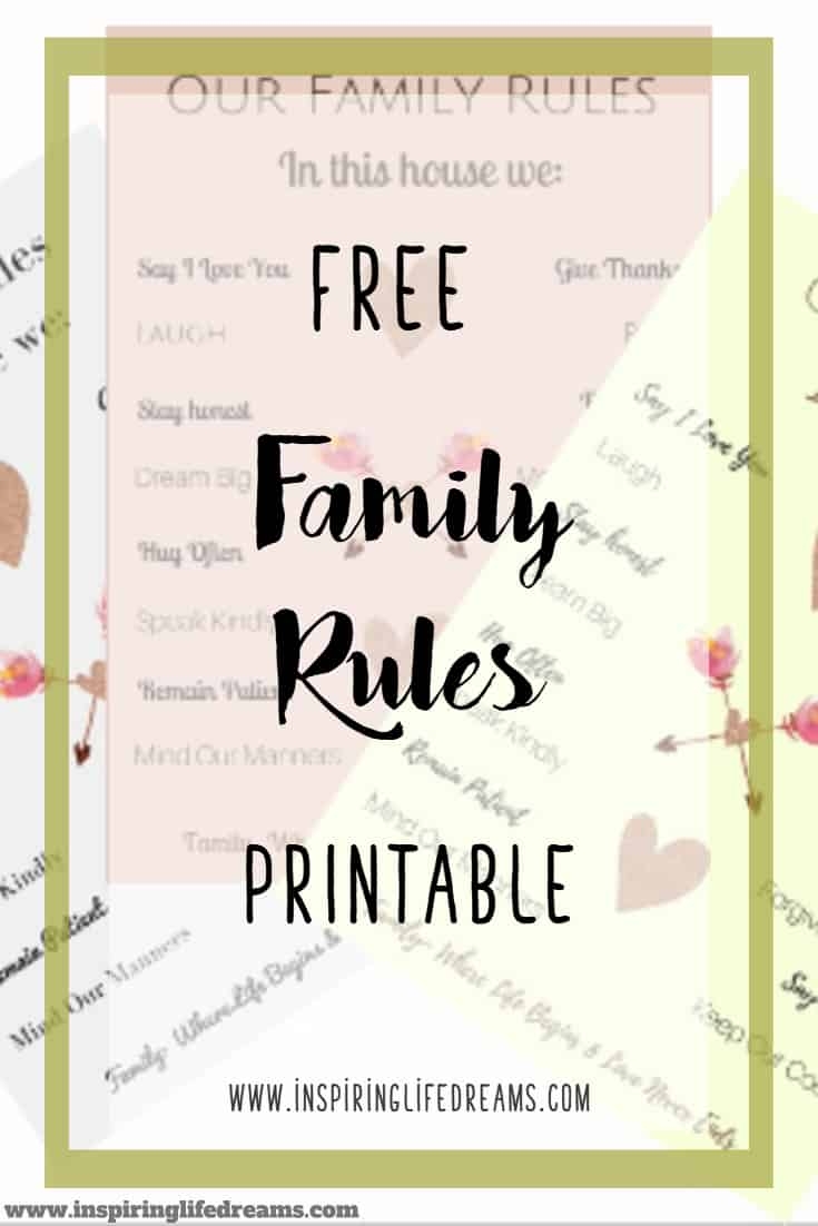 House Rules For Kids With A Free Family Rules Printable Inspiring Life Dream Big My Friend