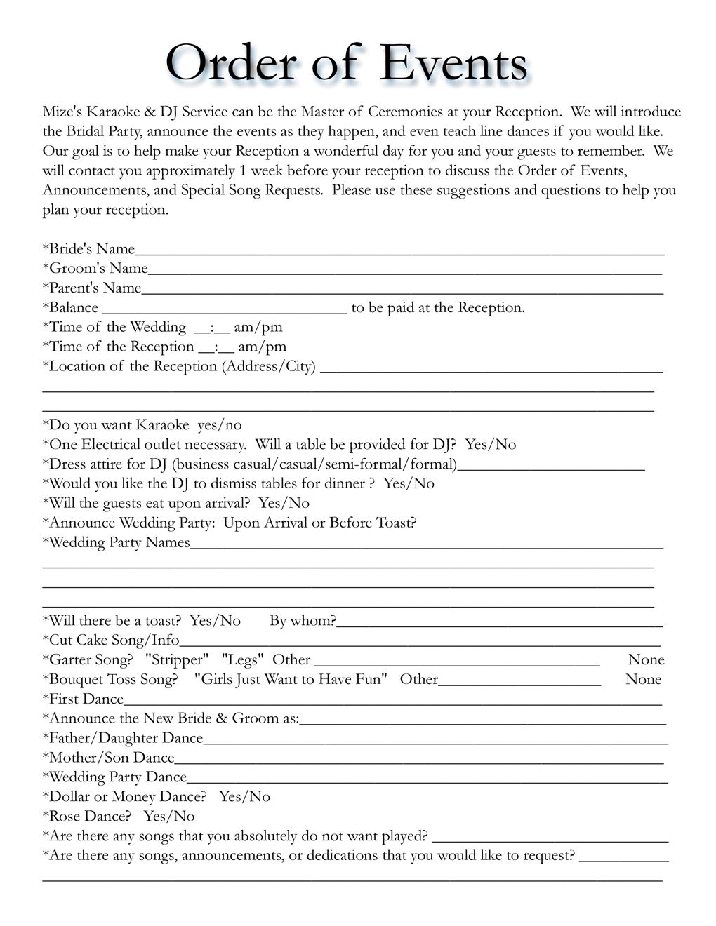 HugeDomains Wedding Reception Timeline Wedding Itinerary Wedding Itinerary Template