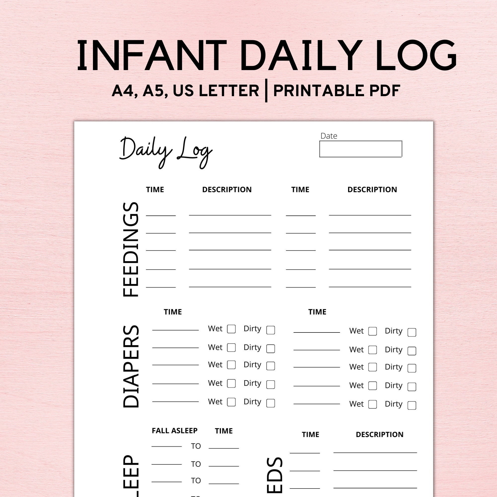 Infant Daily Log Printable Etsy de