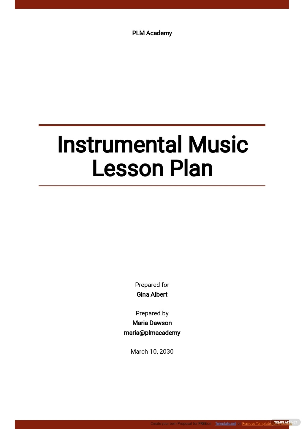 Instrumental Music Lesson Plan Template Google Docs Word Apple Pages PDF Template