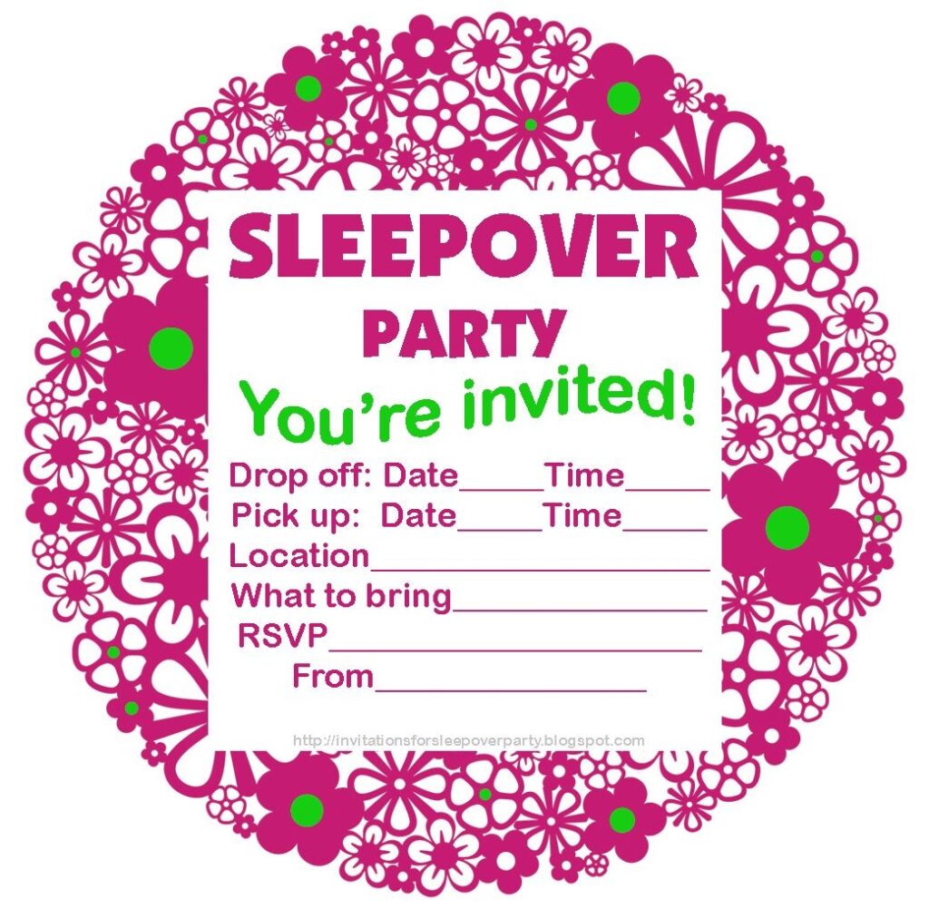 INVITATIONS FOR SLEEPOVER PARTY Sleepover Invitations Printable Birthday Invitations Slumber Party Birthday