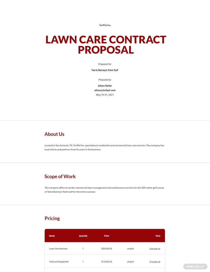 Landscaping Proposal Templates Documents Design Free Download Template