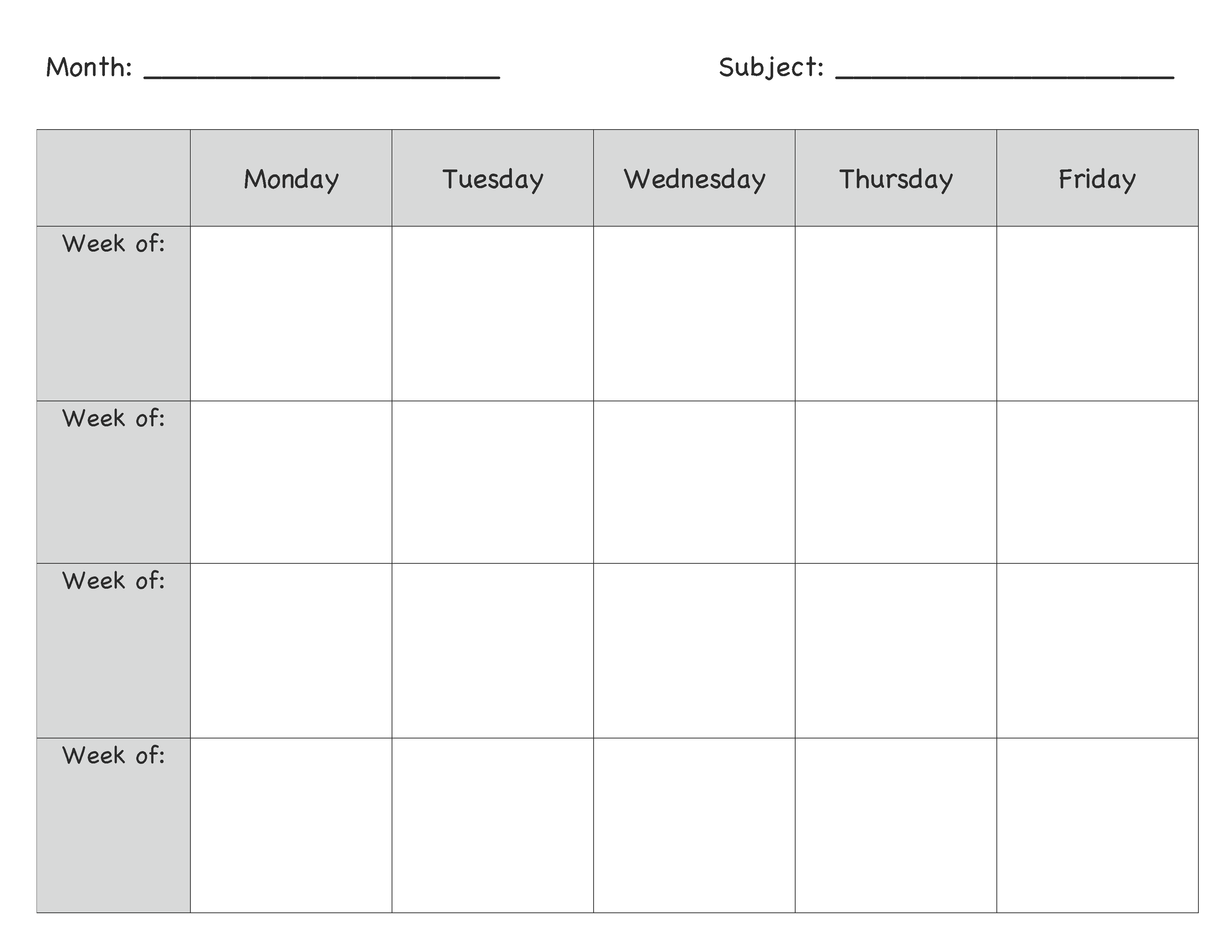 Lesson Plan Template Weekly Lesson Plan Template Printable Lesson Plans Blank Lesson Plan Template