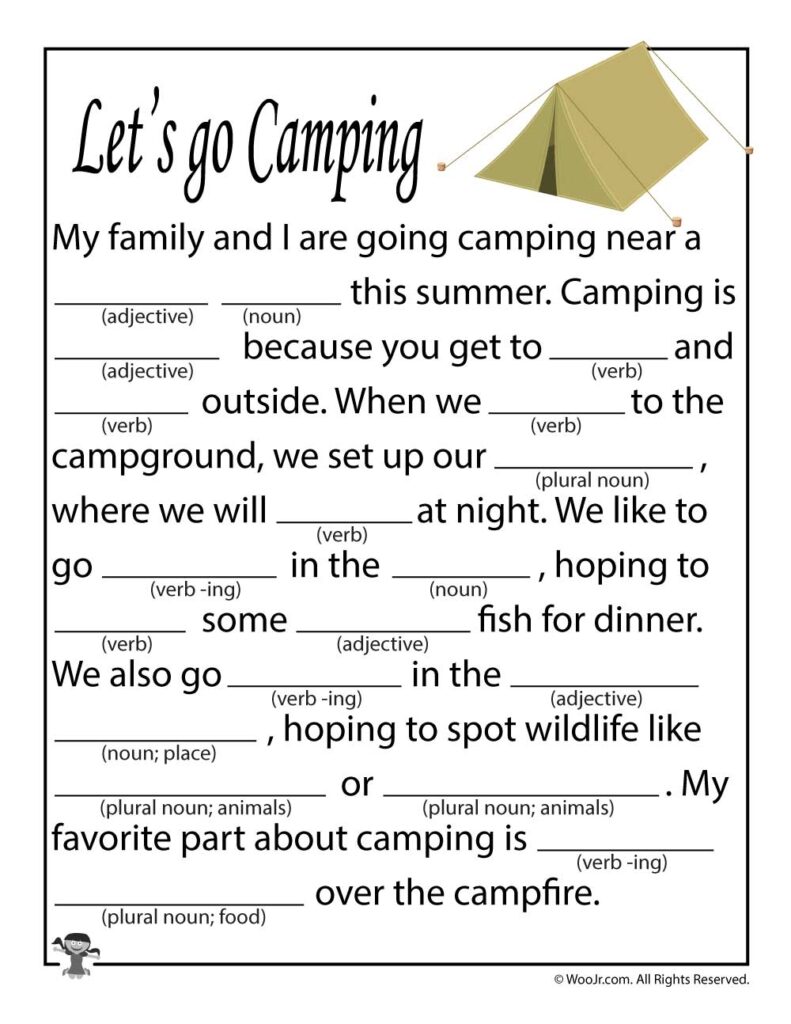 Let s Go Camping Ad Lib For Kids Woo Jr Kids Activities Children s Publishing