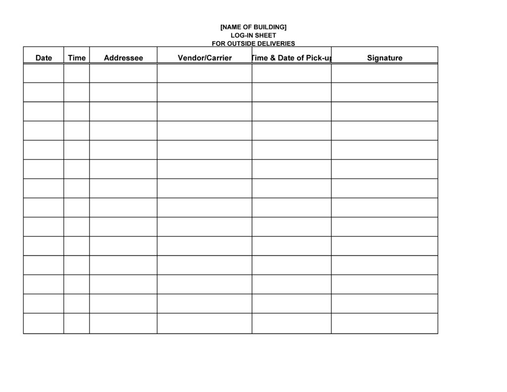 Log Sheet For Incoming Deliveries Legal Forms And Business Templates MegaDox