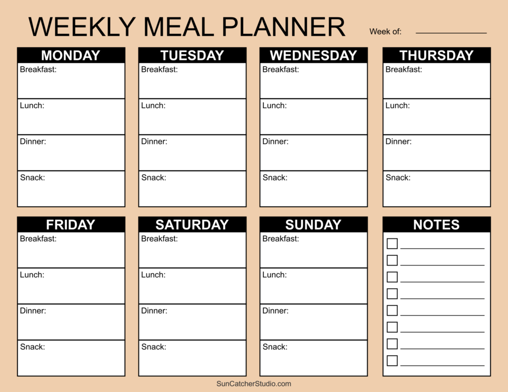 Free Printable Weekly Meal Plan