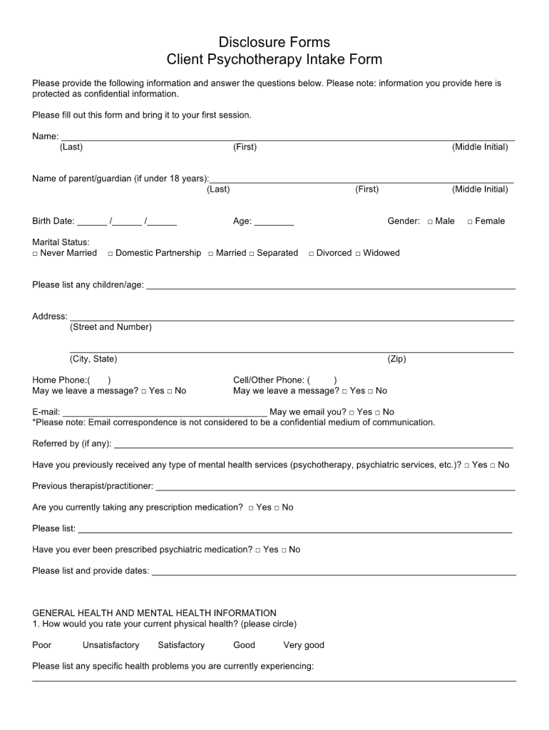 Mental Health Informed Consent Form Fill Online Printable Fillable