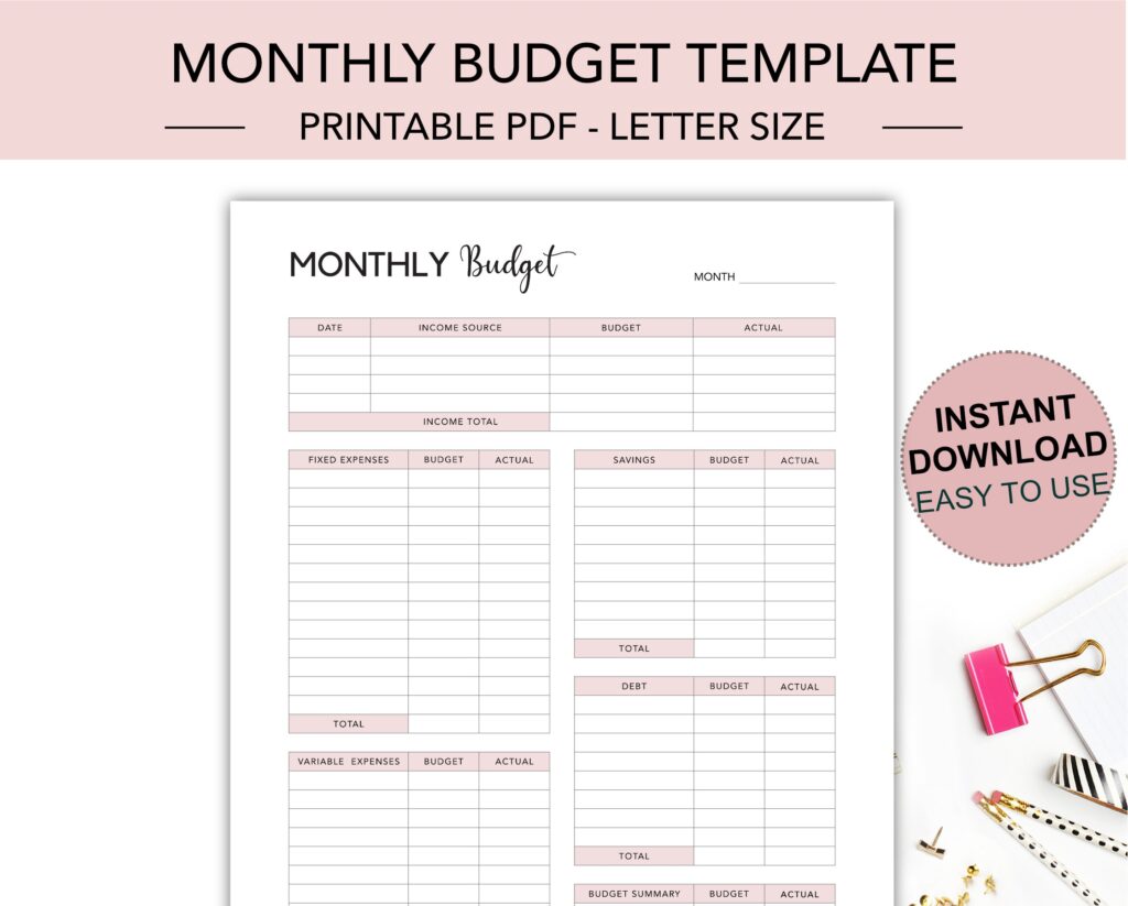 Printable Budget Planner Template