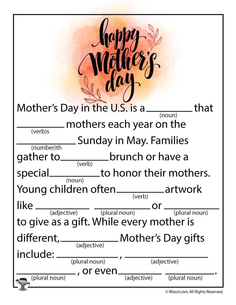 Mother s Day Ad Lib Fill In Stories Mothers Day Ad Childrens Publishing Mothers Day