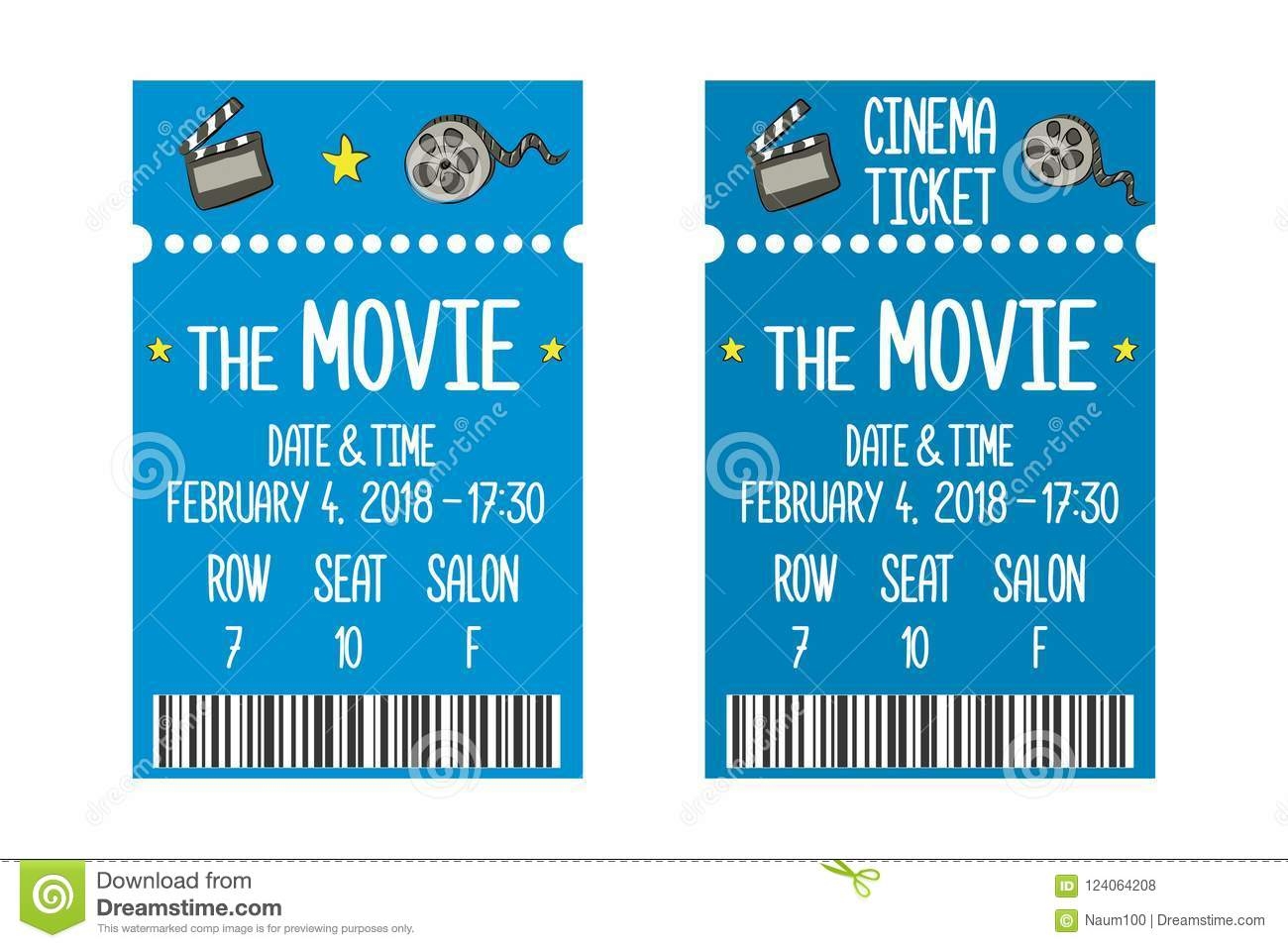 Movie Ticket Template Stock Vector Illustration Of Graphic 124064208