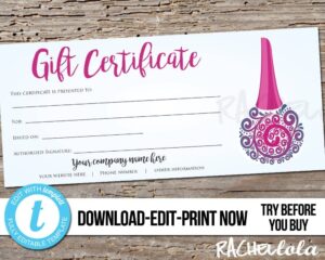 Printable Pedicure Gift Certificate Template Fillable Form 2025