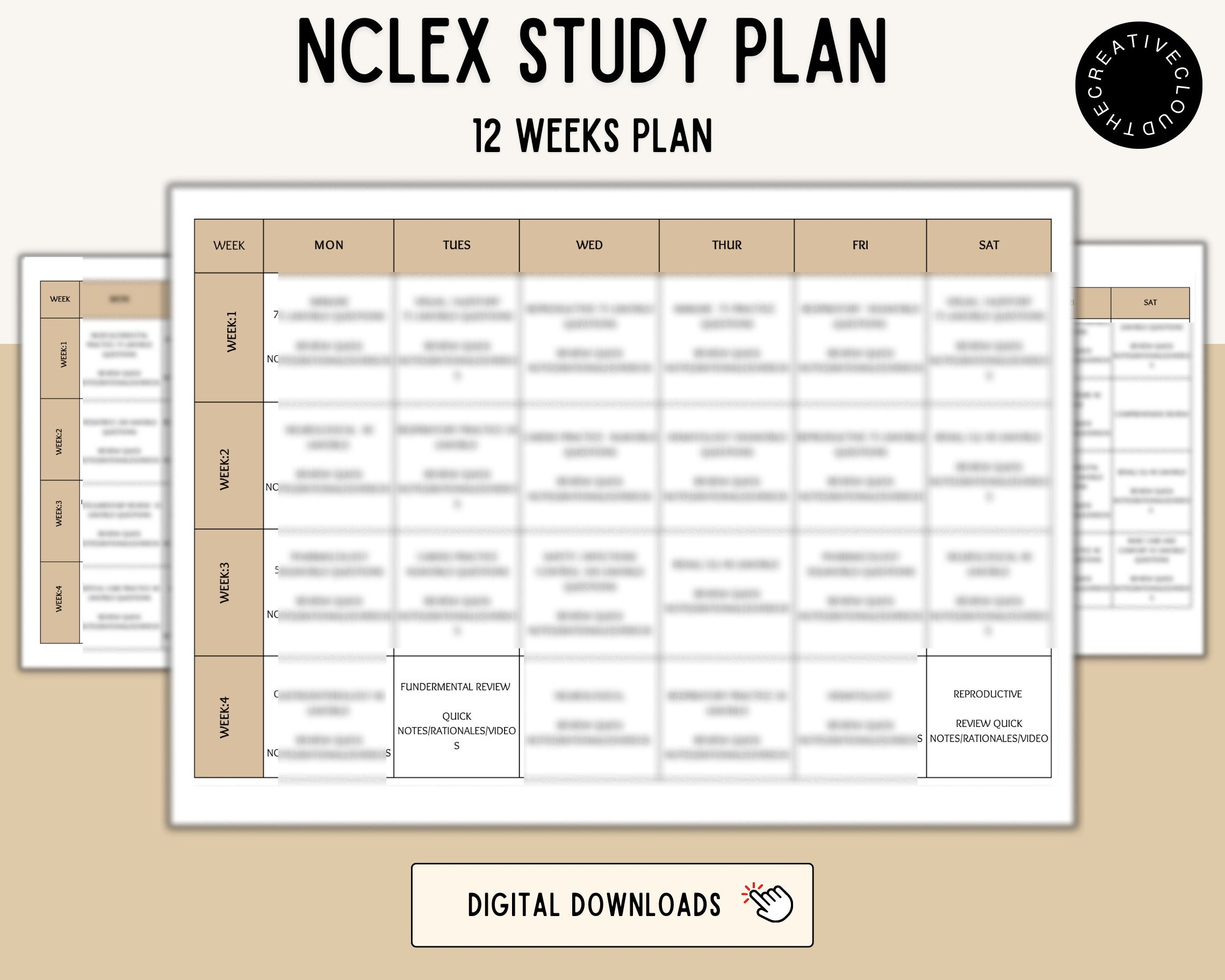 Nclex Study Plan Nclex Prep 12 Weeks Nclex Study Schedule Etsy de