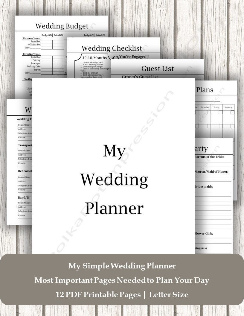 Neat Simple Wedding Planner Printable Wedding Planner PDF Etsy de