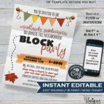 Neighborhood Block Party Invite Editable Street Party Etsy Block Party Invitations Neighborhood Block Party Block Party