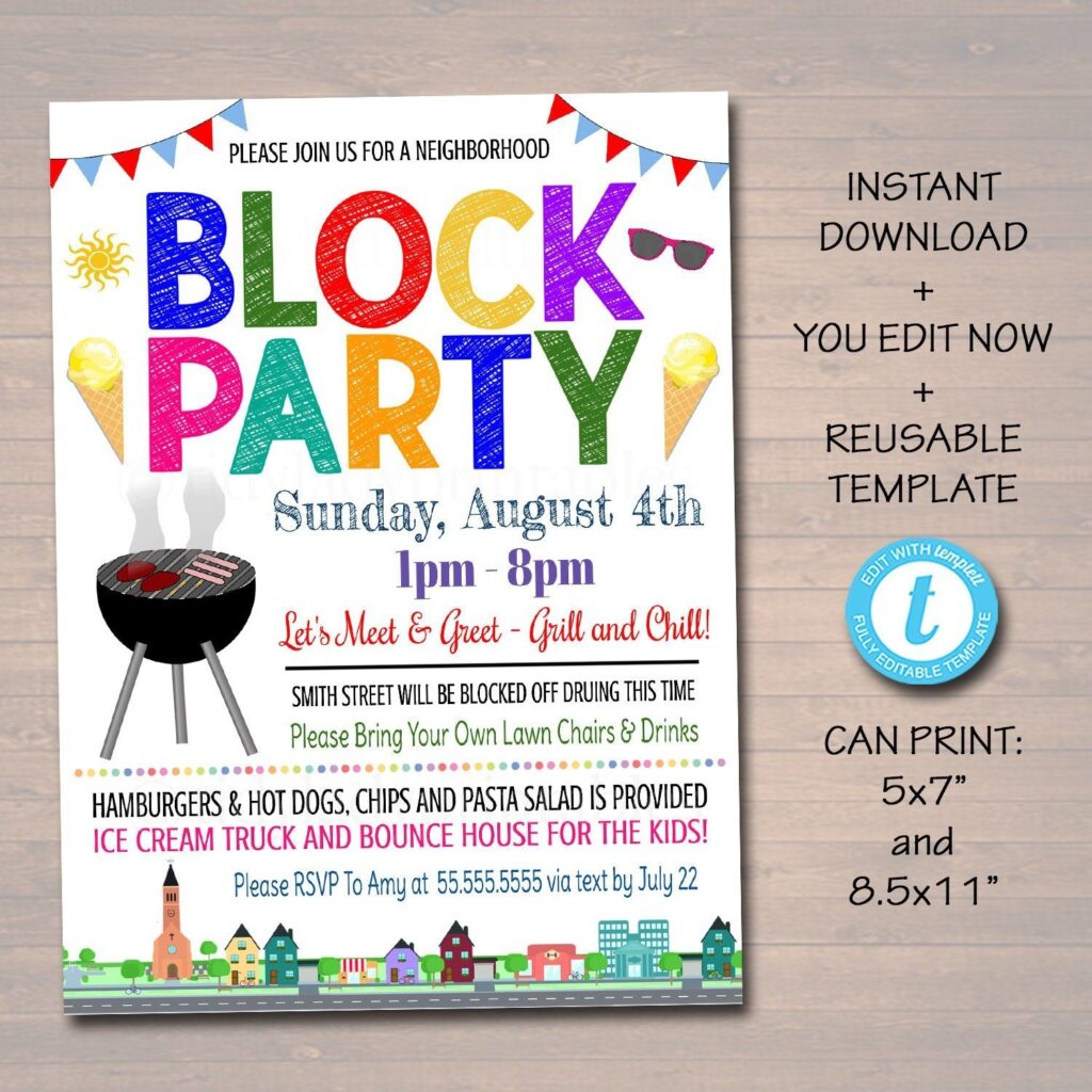 Free Printable Block Party Flyer Template
