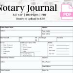 Notary Journal Notary Record Log Book Instant Download Etsy de