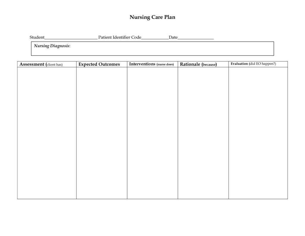 Printable Nursing Care Plan Template Pdf