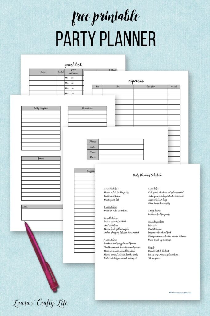 Printable Party Planning Template