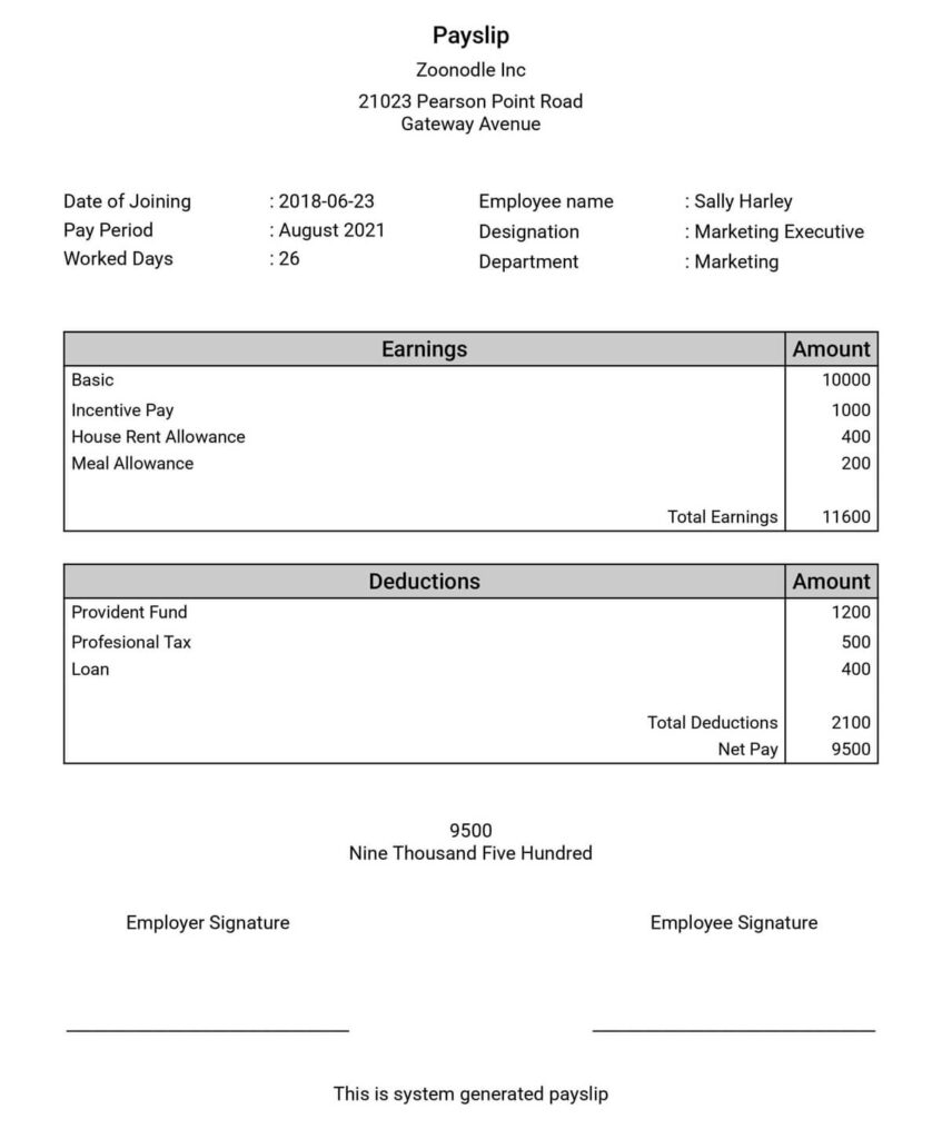 Payslip Sample Template Paysliper