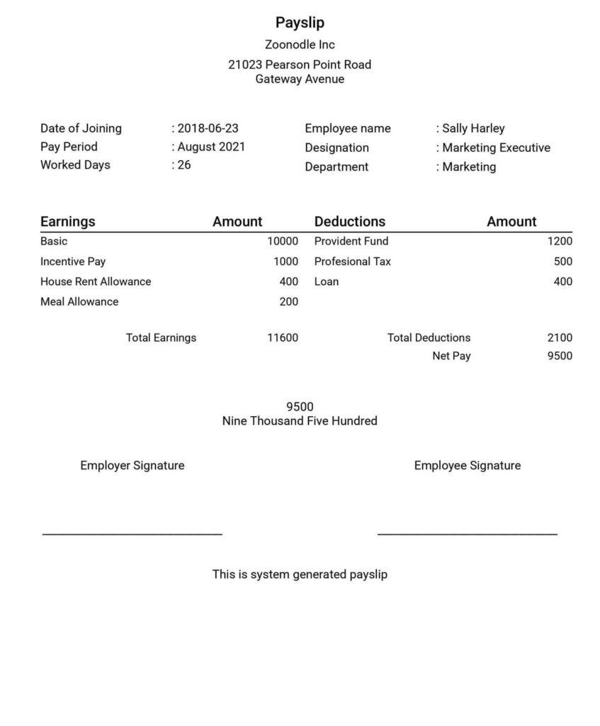 Payslip Sample Template Paysliper