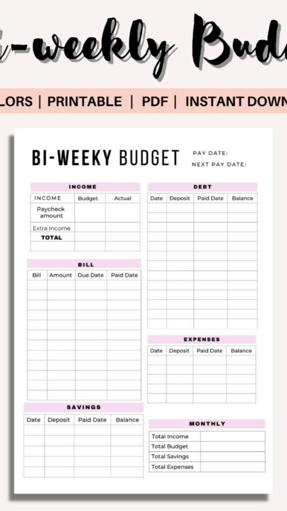 Bi Weekly Budget Planner Printable Free