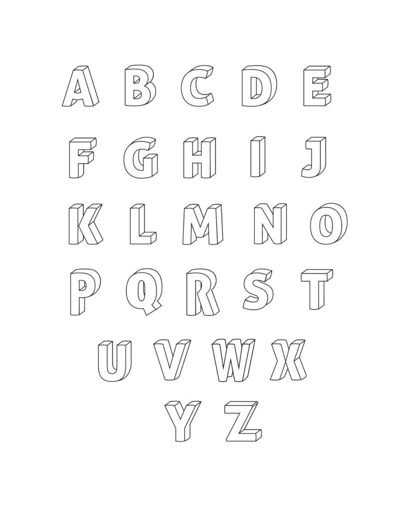 Printable 3D Bubble Letters Alphabet Freebie Finding Mom - Fillable ...