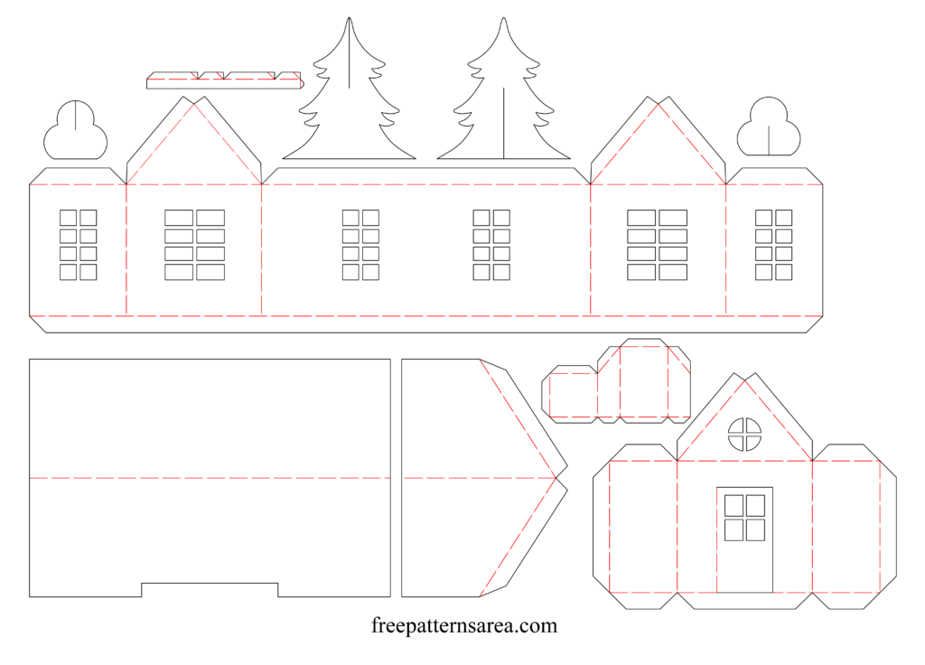 Printable 3D Paper House Template For Craft FreePatternsArea Fillable
