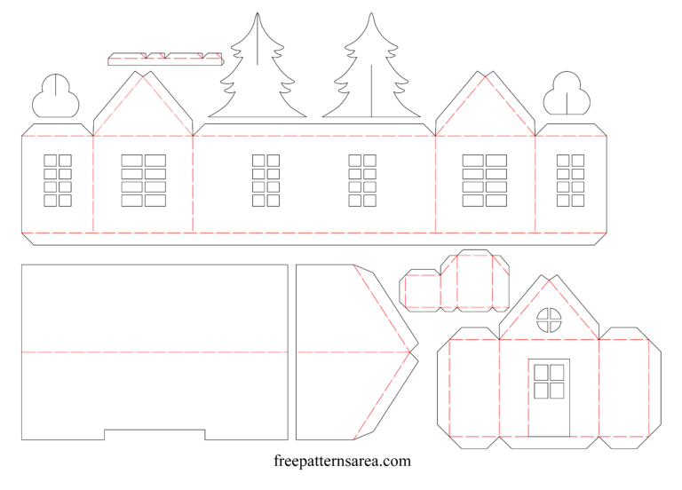 Printable 3D Paper House Template For Craft FreePatternsArea - Fillable ...