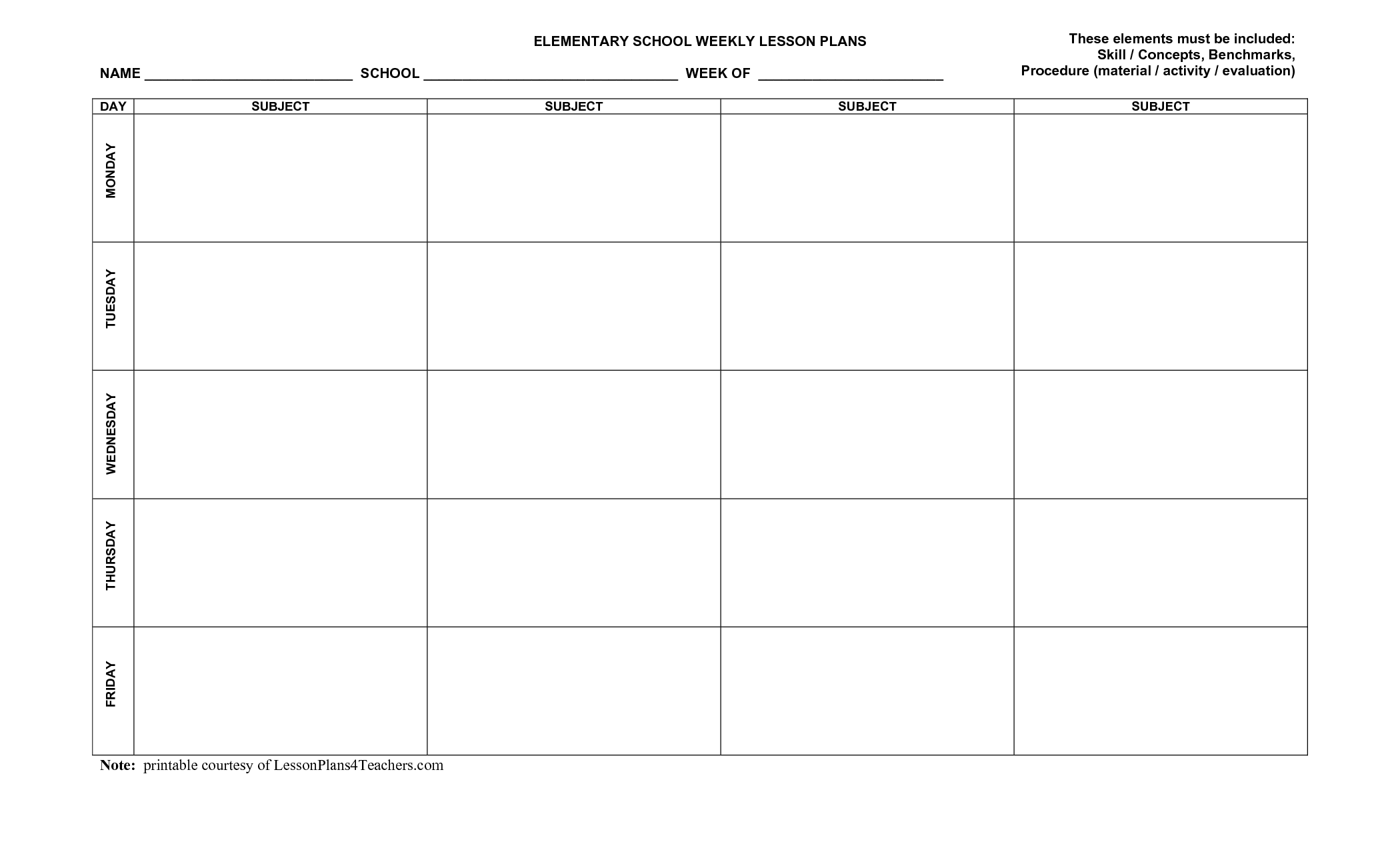 Printable Blank Lesson Plan Templates Lesson Plan Template Free Weekly Lesson Plan Template Plan Book Template