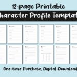 Printable Character Profile Template 12 Pages US Letter PDF Etsy de