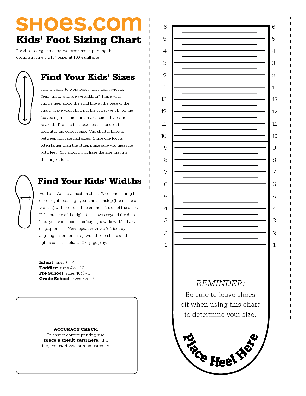 Printable Child Chart Shoe Size Chart Kids Baby Shoe Size Chart Toddler Shoe Size Chart