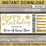 Printable Concert Ticket Template Birthday Gift Voucher Etsy de