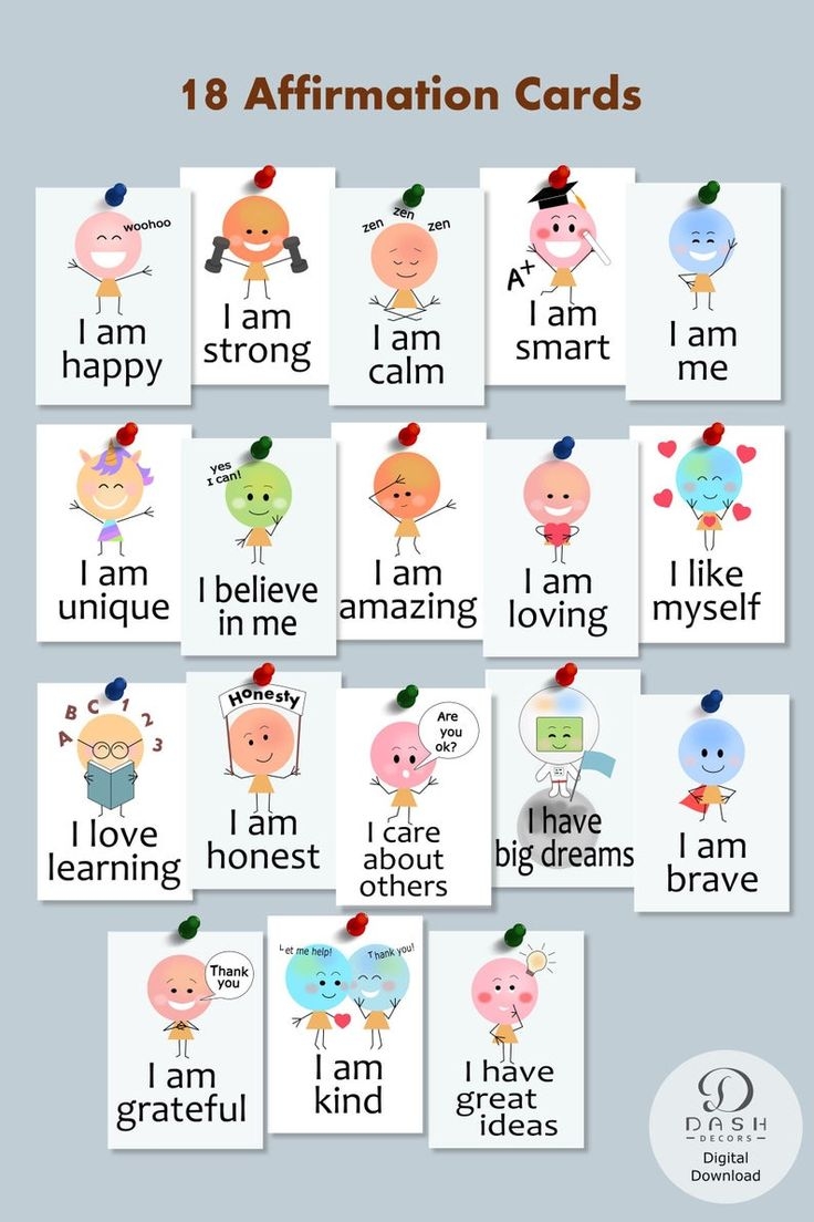 Printable Daily Affirmation Cards For Kids Digital Etsy Positive Affirmations For Kids Affirmations For Kids Affirmation Cards