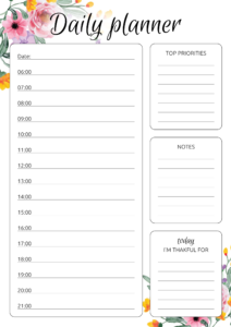 Printable Daily Hourly Planner With Flowers PDF Download Study Planner ...
