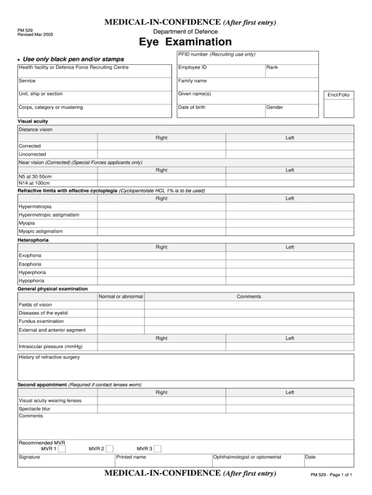 Printable Eye Exam Template - Fillable Form 2023