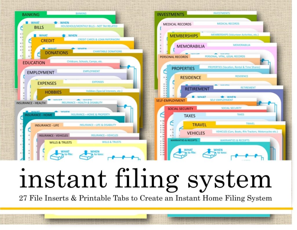 Printable Office Filing System Template