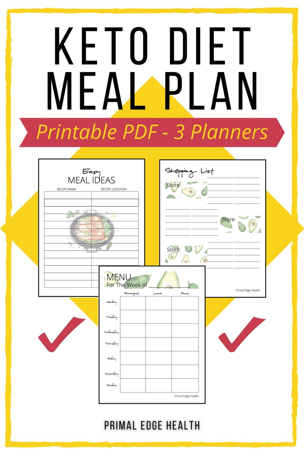 Printable Keto Meal Planner Template Primal Edge Health