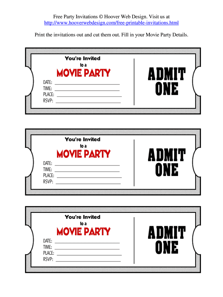 Printable Movie Tickets Pdf Fill Online Printable Fillable Blank PdfFiller