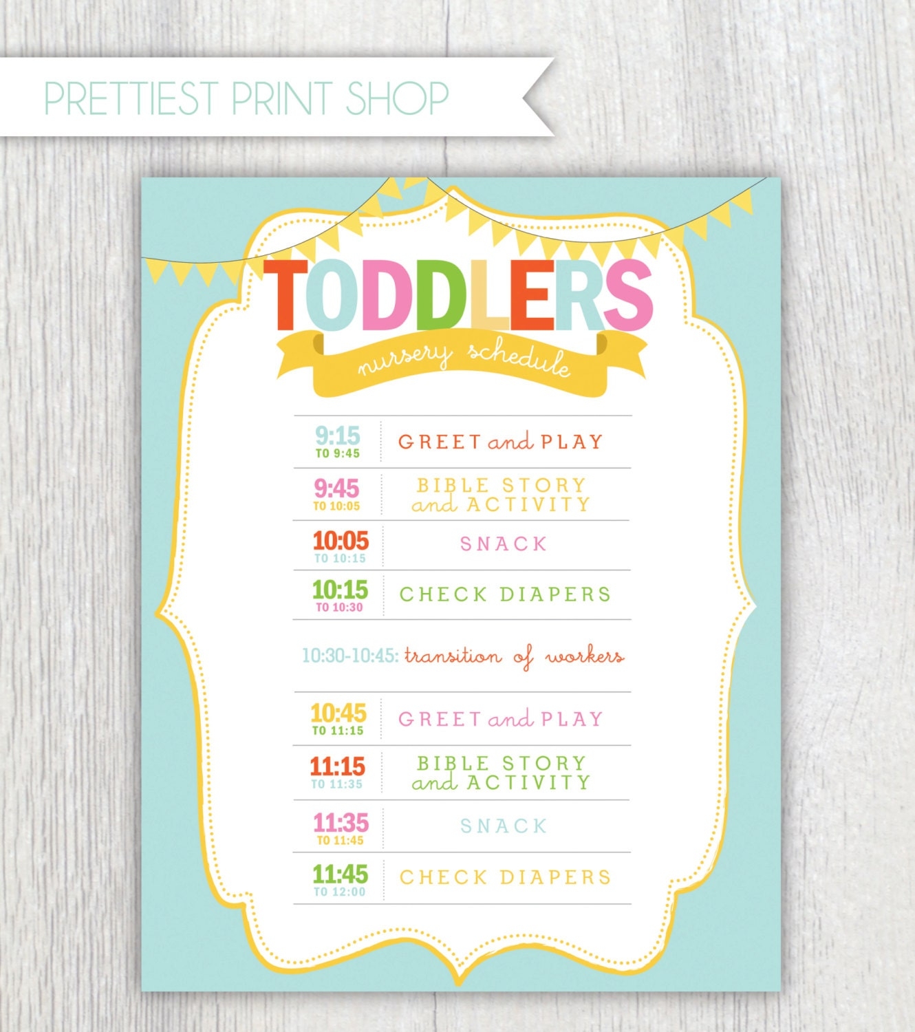 Printable Nursery Or Classroom Schedule Daycare Church Etsy Canada