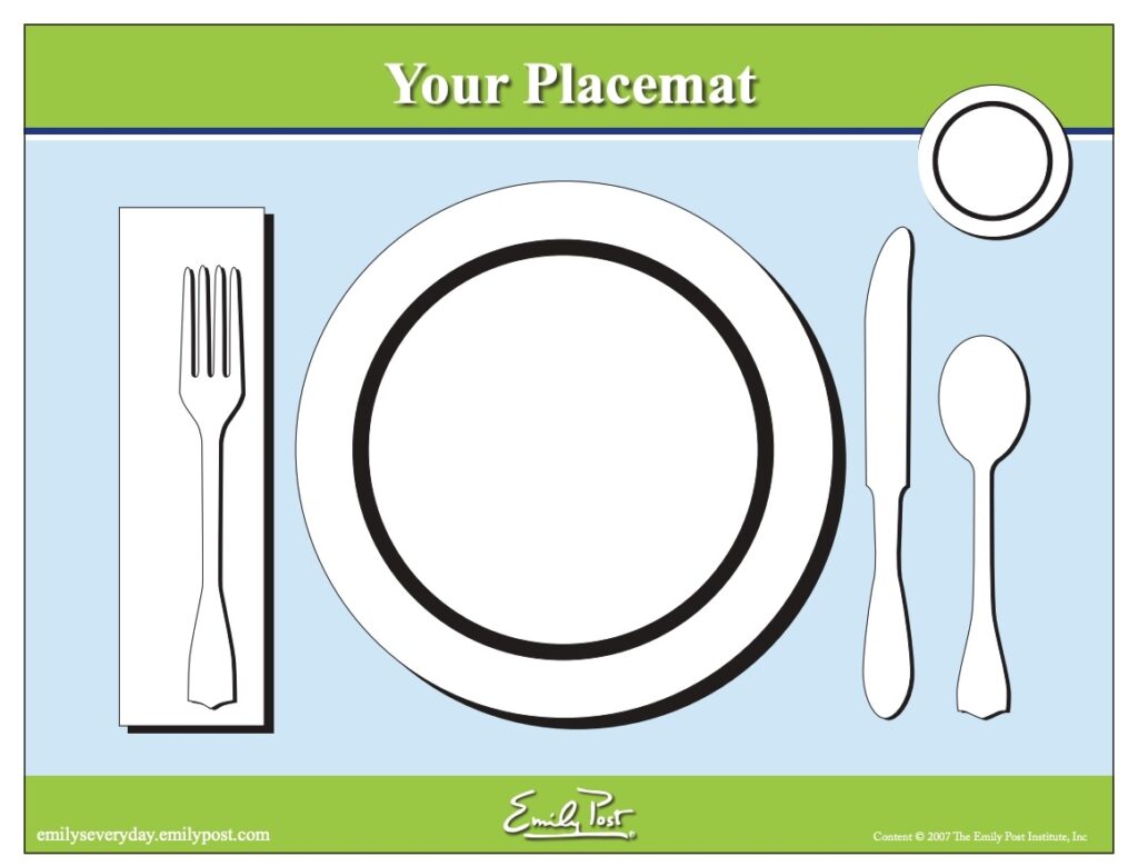 Printable Placemat For Learning How To Set The Table Emily Post