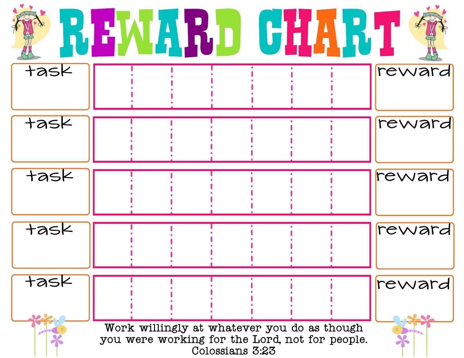 Printable Reward Chart Reward Chart Template Reward Chart Kids Printable Reward Charts