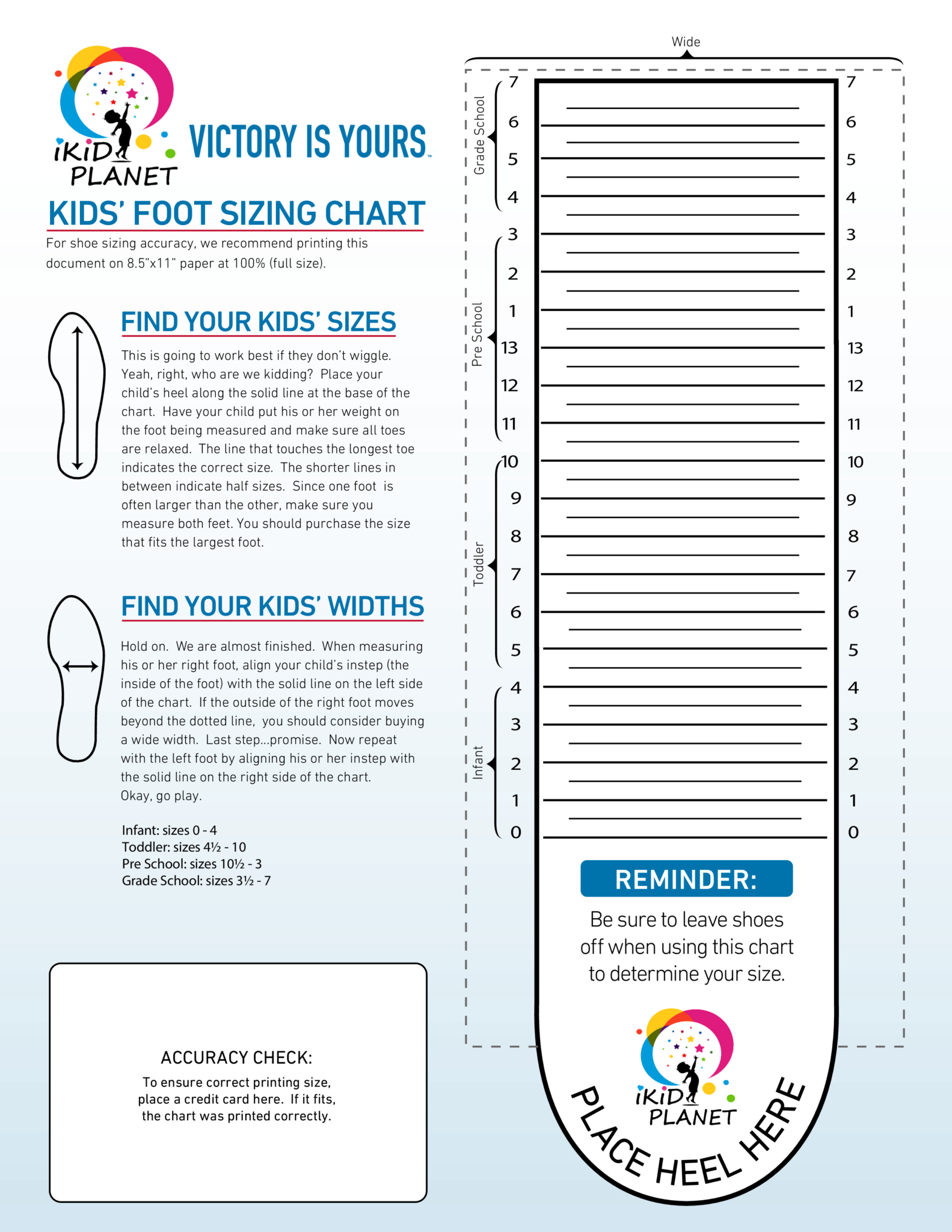 Print Off Shoe Size Chart Uk