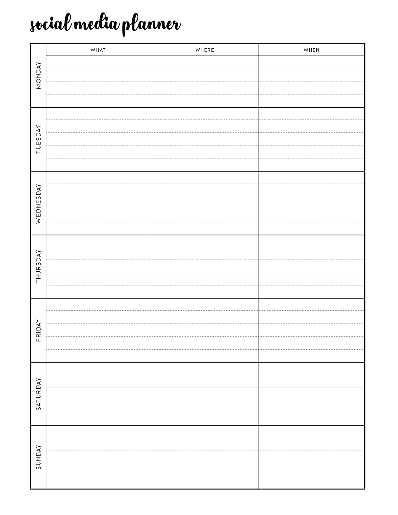 Printable Social Media Campaign Planner World Of Printables