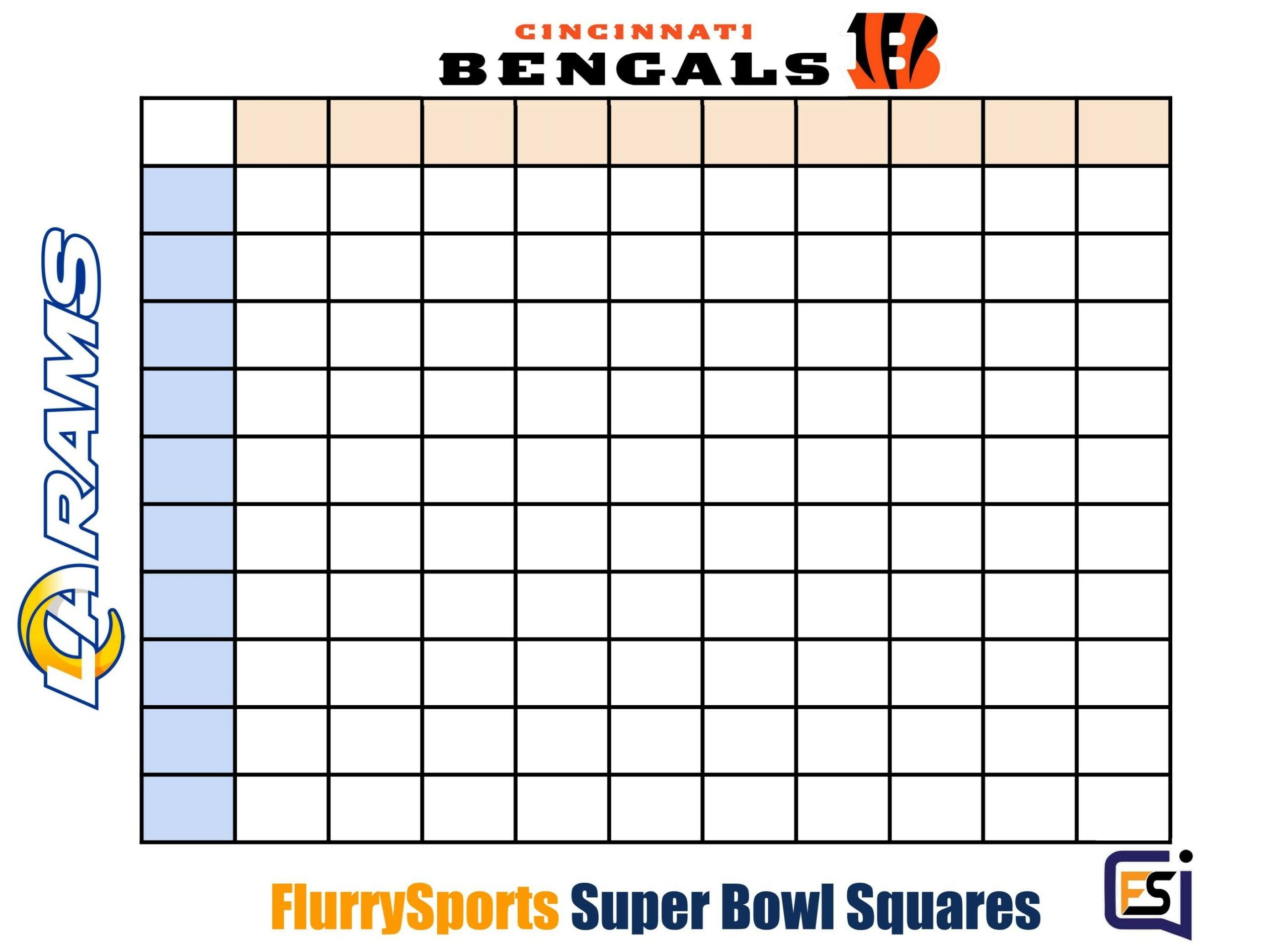 Printable Super Bowl Squares Template