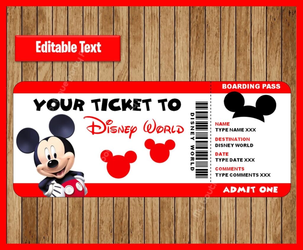Template Free Free Printable Disney Tickets