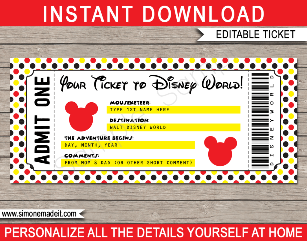 Printable Disney Ticket Template Free Fillable Form 2023